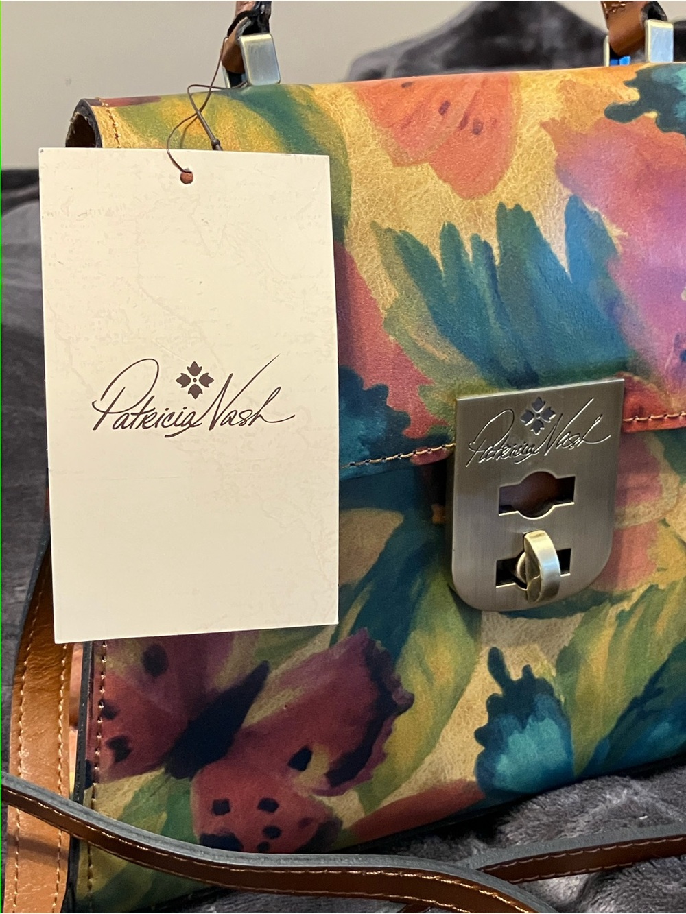 NEW! NWT PATRICIA NASH Chauny Watercolor Butterfly Leather Satchel Bag - Picture 2 of 5